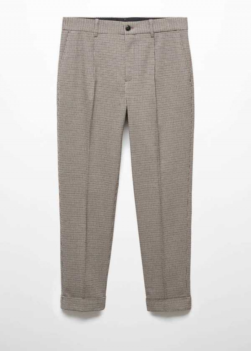 Mango Micro-houndstooth Vlna-blend Slim-fit Pants | MNG-22312