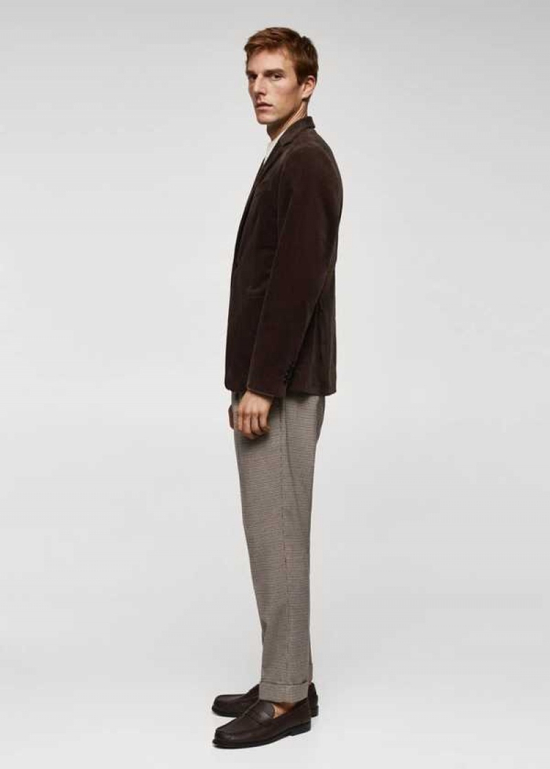 Mango Micro-houndstooth Vlna-blend Slim-fit Pants | MNG-22312