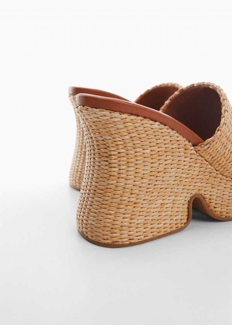 Mango Natural Fiber Klínku Sandals | MNG-23485