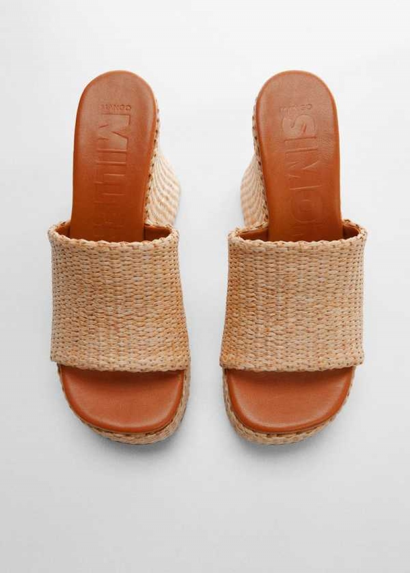 Mango Natural Fiber Klínku Sandals | MNG-23485