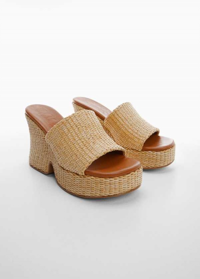 Mango Natural Fiber Klínku Sandals | MNG-23485