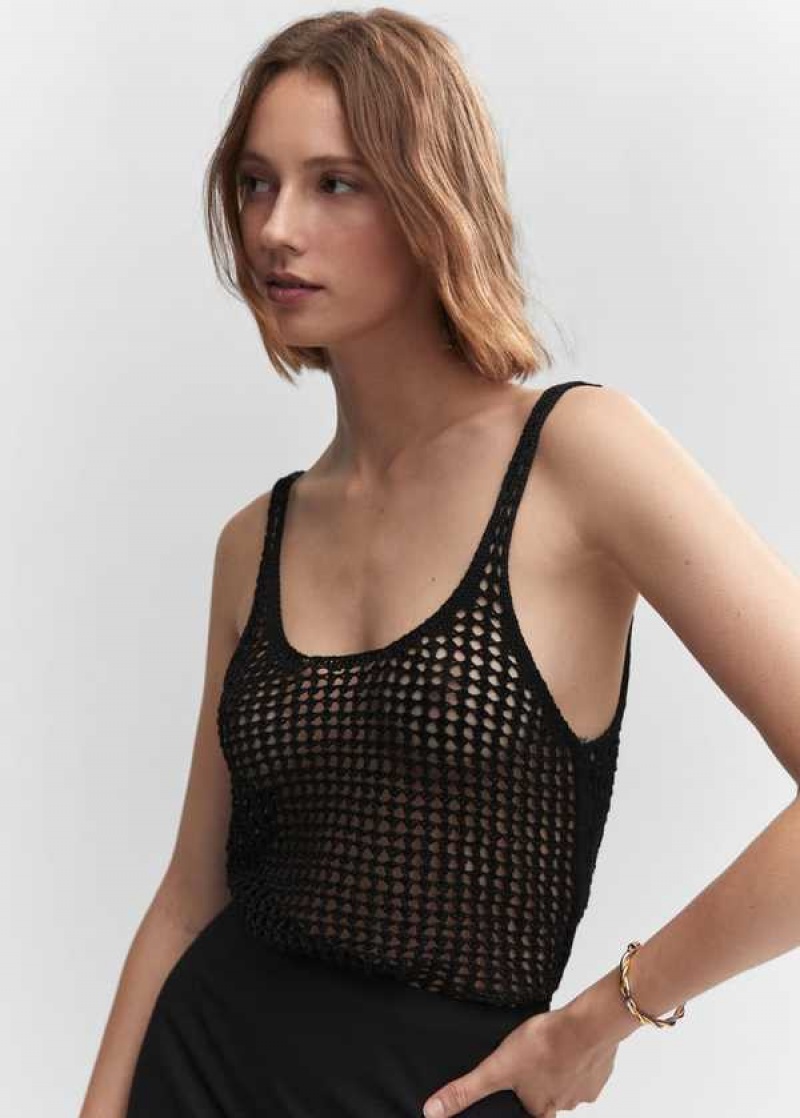 Mango Openwork Pletené Lurex Top | MNG-24738