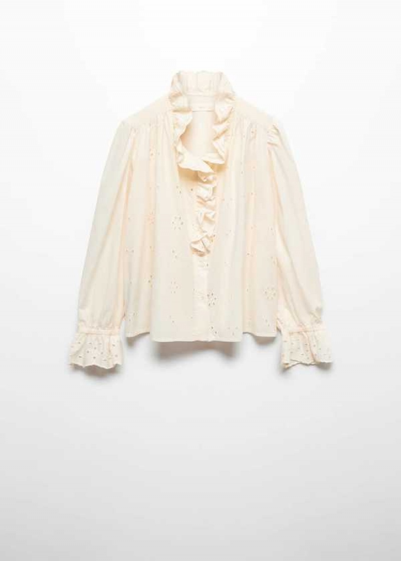 Mango Openwork Shirt With Ruffle Detail | MNG-25194