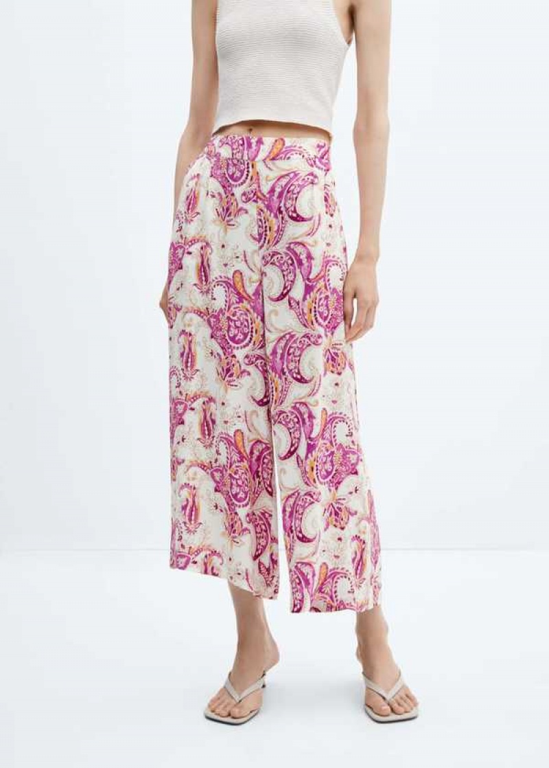 Mango Oriental Print Culotte Trousers | MNG-24375