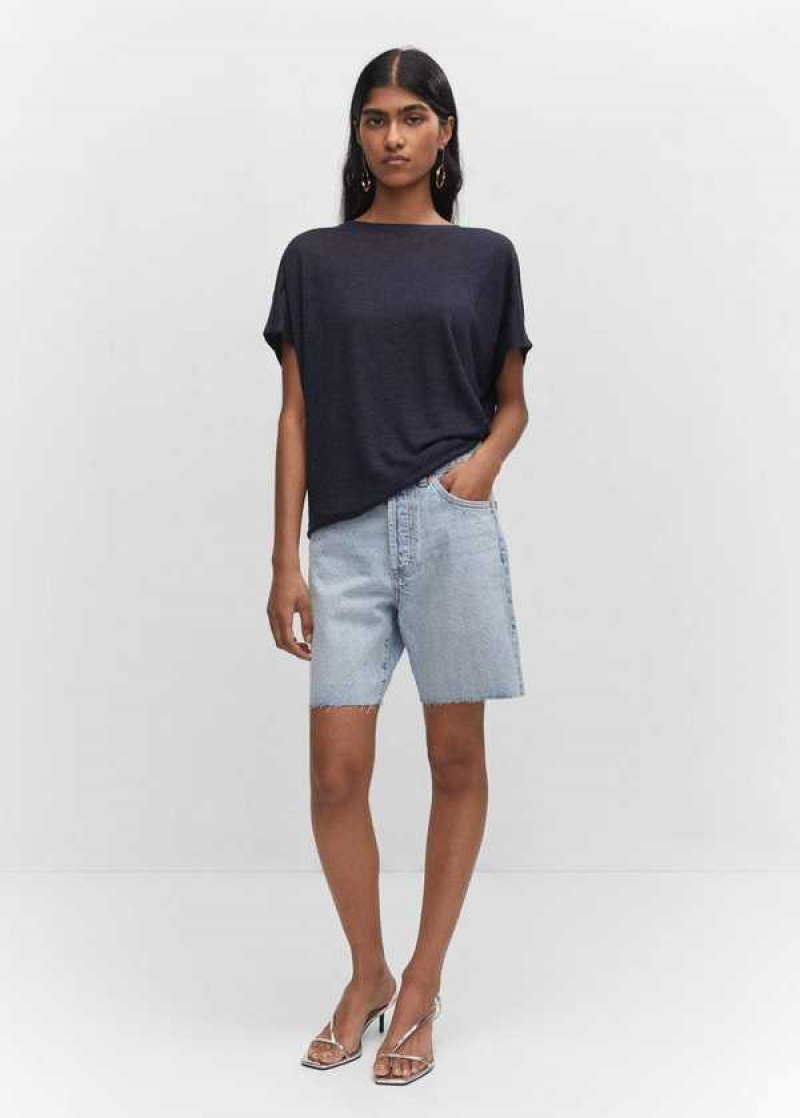 Mango Oversized Linen T-shirt | MNG-25063