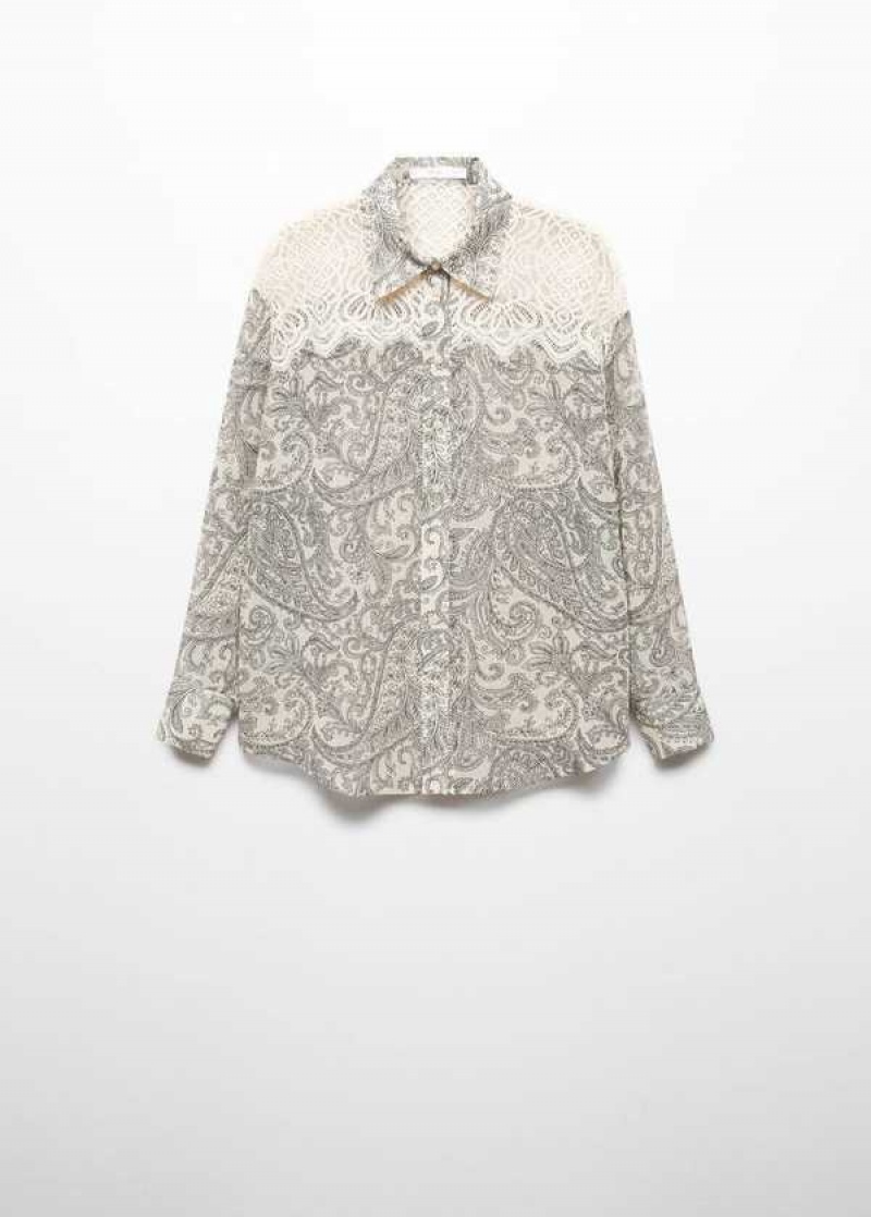 Mango Paisley-print Krajkové-detail Shirt | MNG-25213