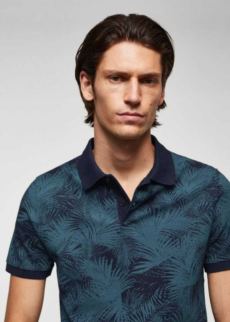 Mango Palm Print Polo Shirt | MNG-21541