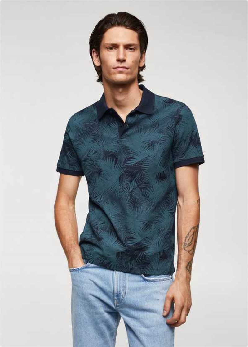 Mango Palm Print Polo Shirt | MNG-21541