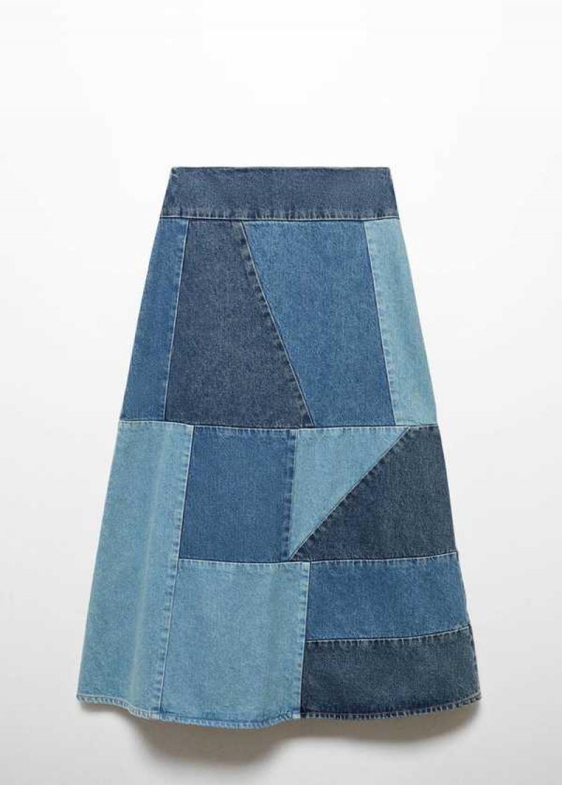 Mango Patchwork Denim Skirt | MNG-24067