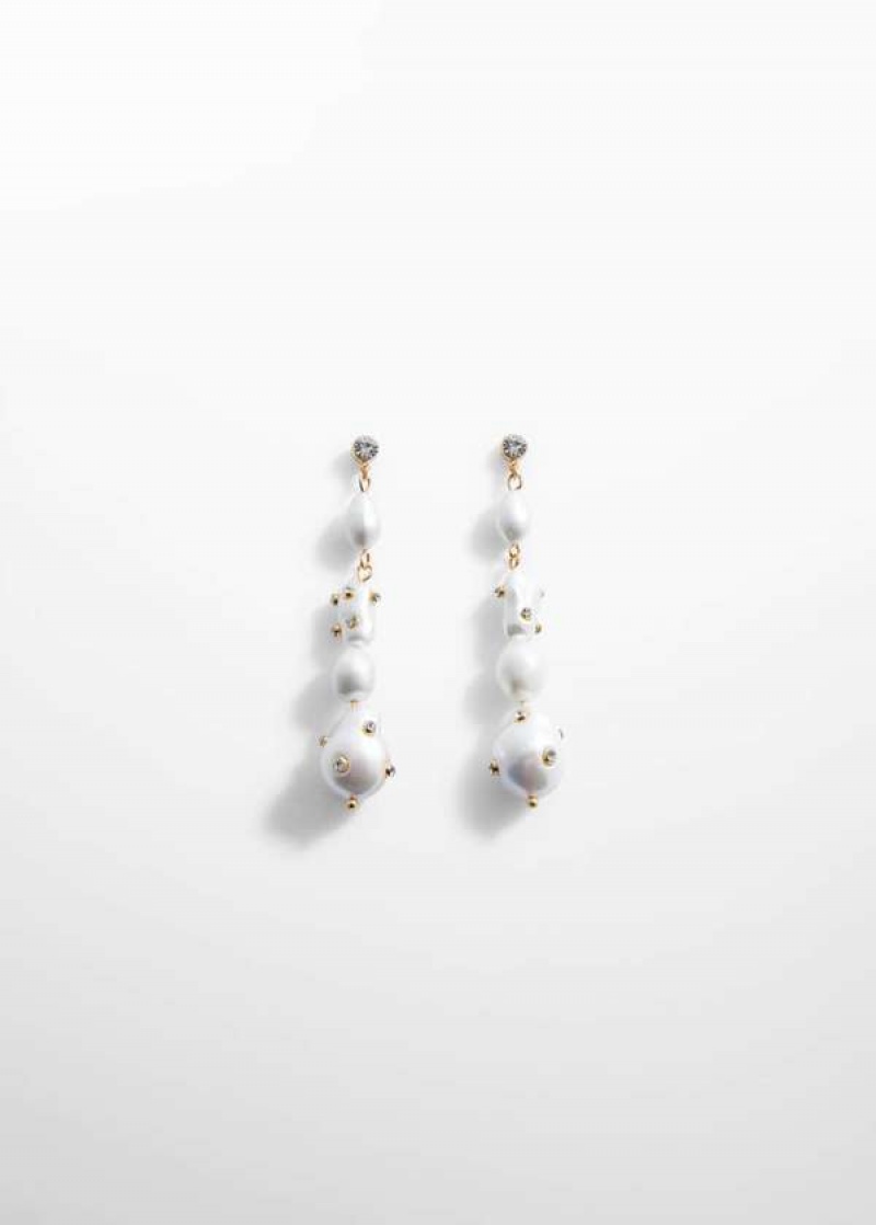 Mango Pearl Earrings With Rhinestone Detail | MNG-22781