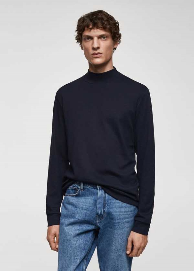 Mango Perkins Neck Long-sleeved T-shirt | MNG-21737