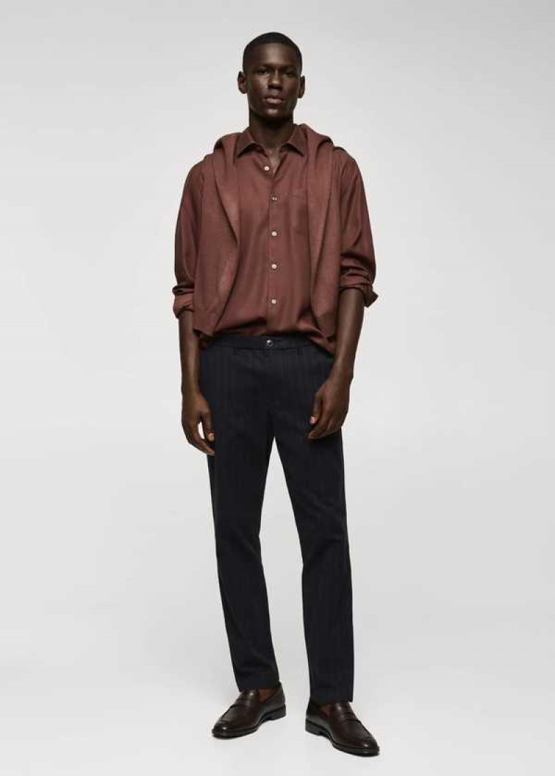 Mango Pinstripe Bavlněné Slim-fit Pants | MNG-22375