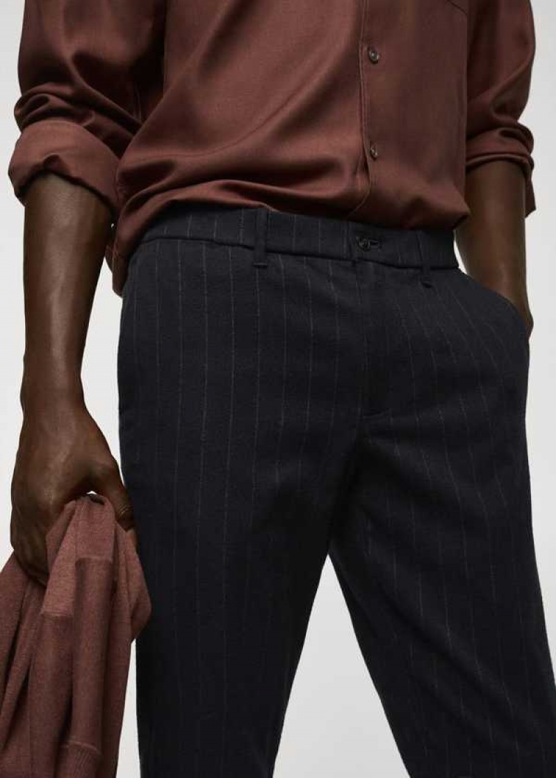 Mango Pinstripe Bavlněné Slim-fit Pants | MNG-22375