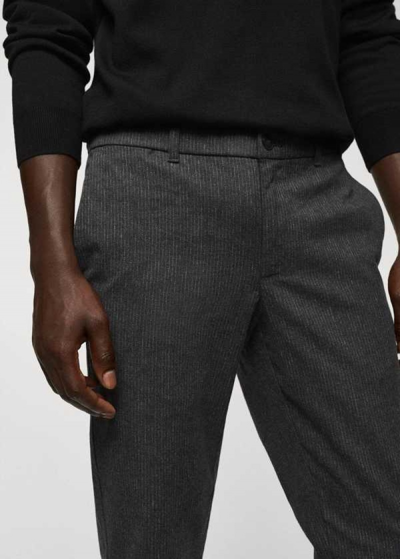 Mango Pinstripe Bavlněné Slim-fit Pants | MNG-22329