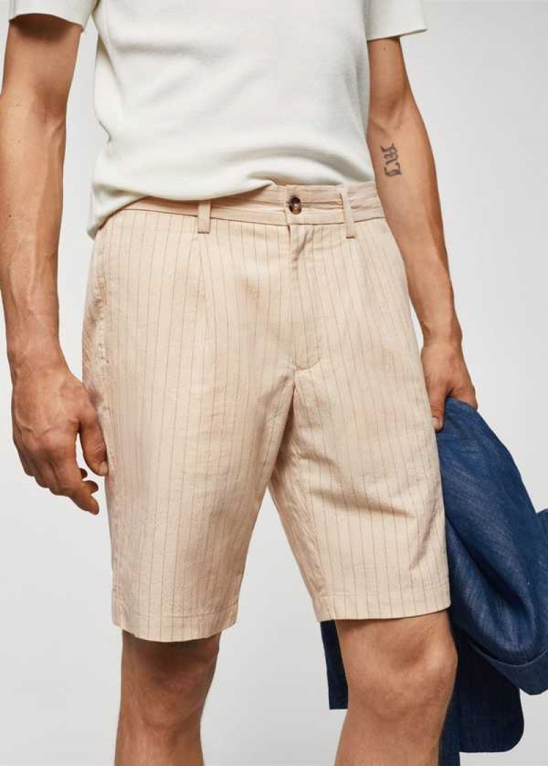 Mango Pinstripe Seersucker Bermuda Shorts | MNG-22416