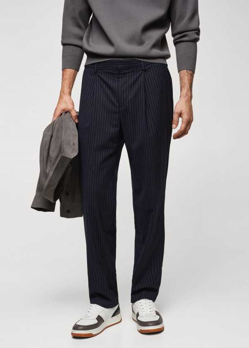 Mango Pinstripe Vlna Pants | MNG-22381