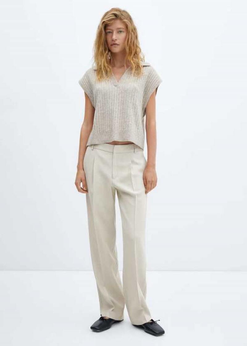 Mango Pleat Rovný Trousers | MNG-24291