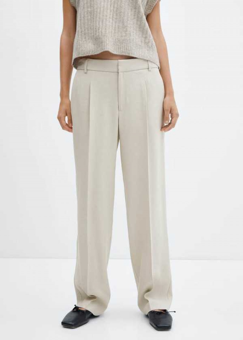 Mango Pleat Rovný Trousers | MNG-24291