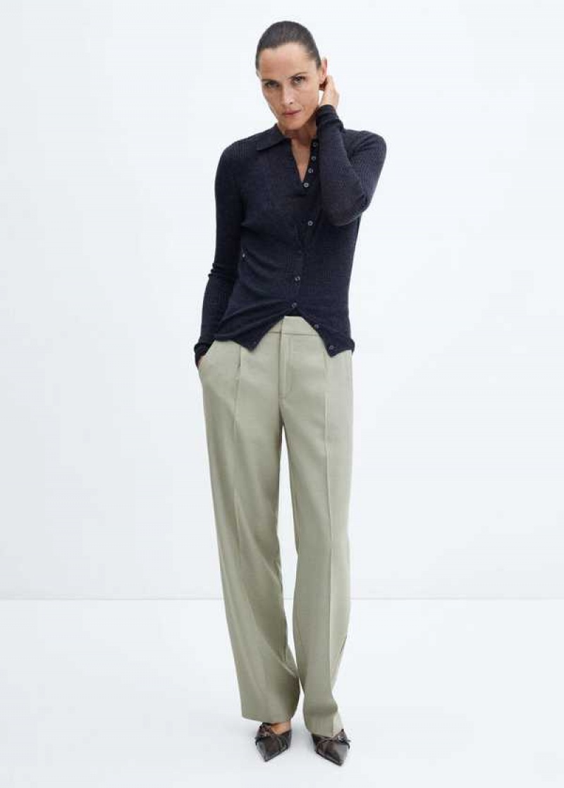 Mango Pleat Rovný Trousers | MNG-24369