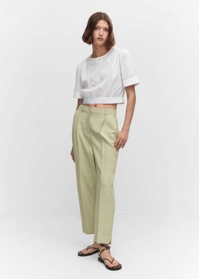 Mango Pleat Rovný Trousers | MNG-24392