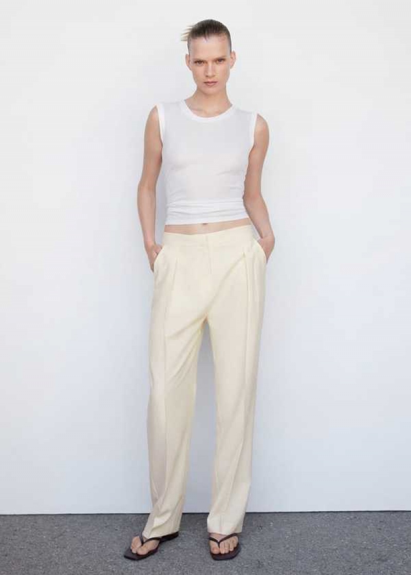 Mango Pleat Rovný Trousers | MNG-24514