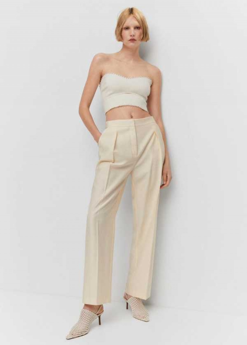 Mango Pleat Rovný Trousers | MNG-24514