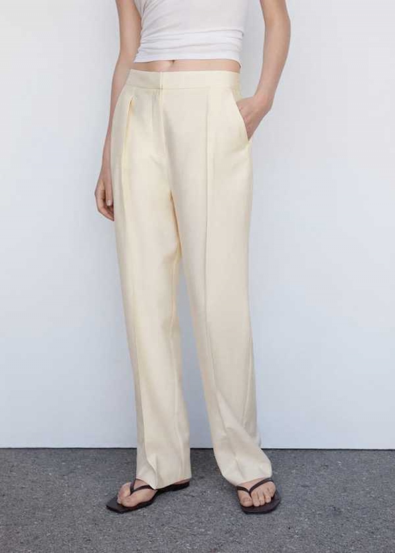 Mango Pleat Rovný Trousers | MNG-24514