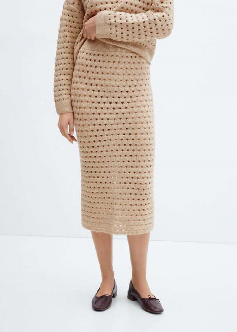 Mango Pletené Skirt With Openwork Details | MNG-24252