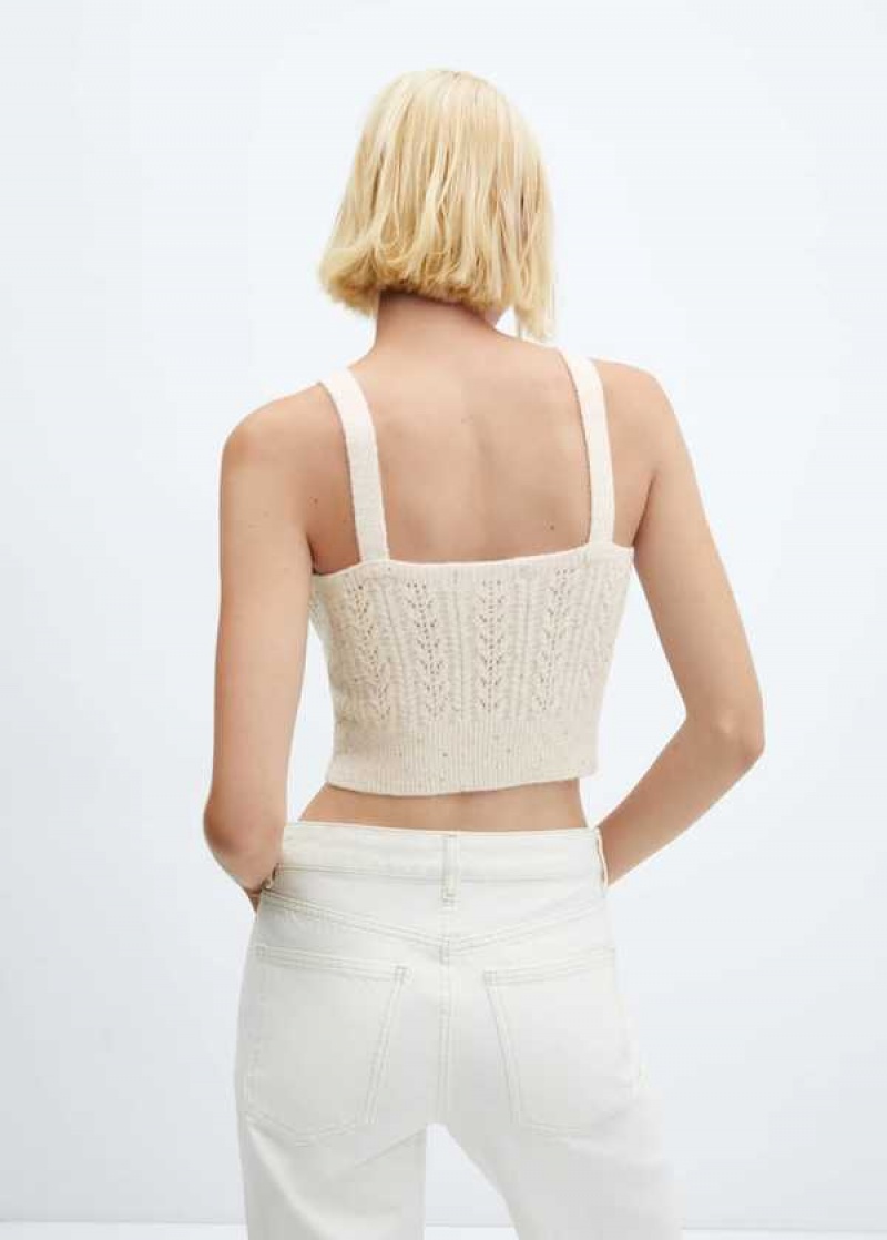 Mango Pletené Top With Sequin Detail | MNG-24716