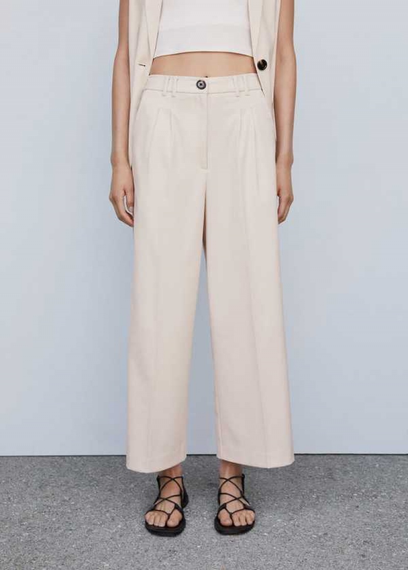 Mango Plisovaný Culottes Pants | MNG-24469