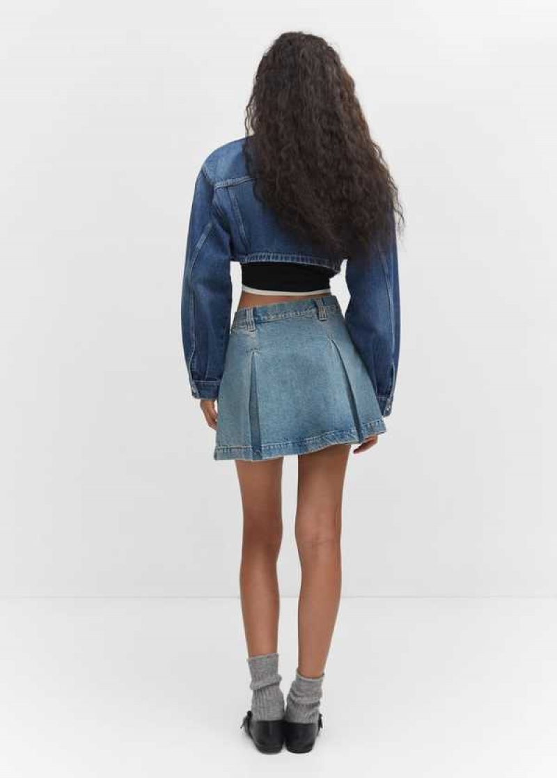 Mango Plisovaný Denim Mini-skirt | MNG-24100