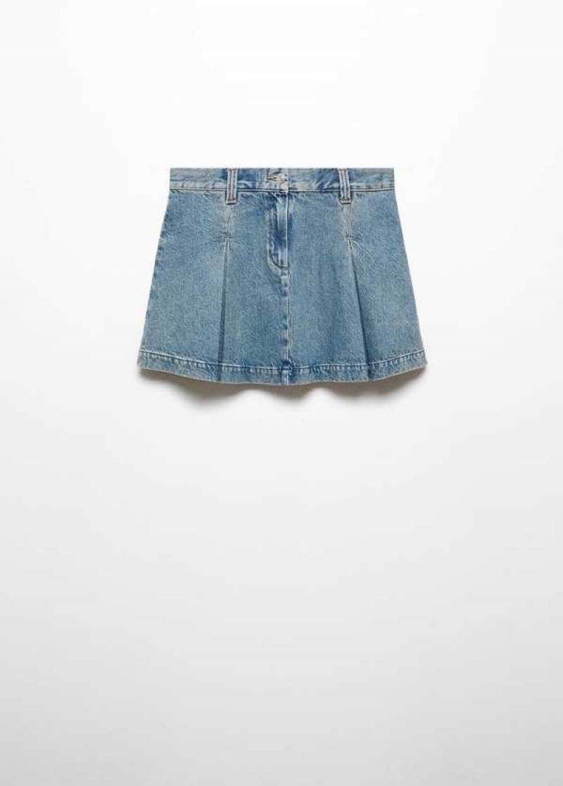 Mango Plisovaný Denim Mini-skirt | MNG-24100