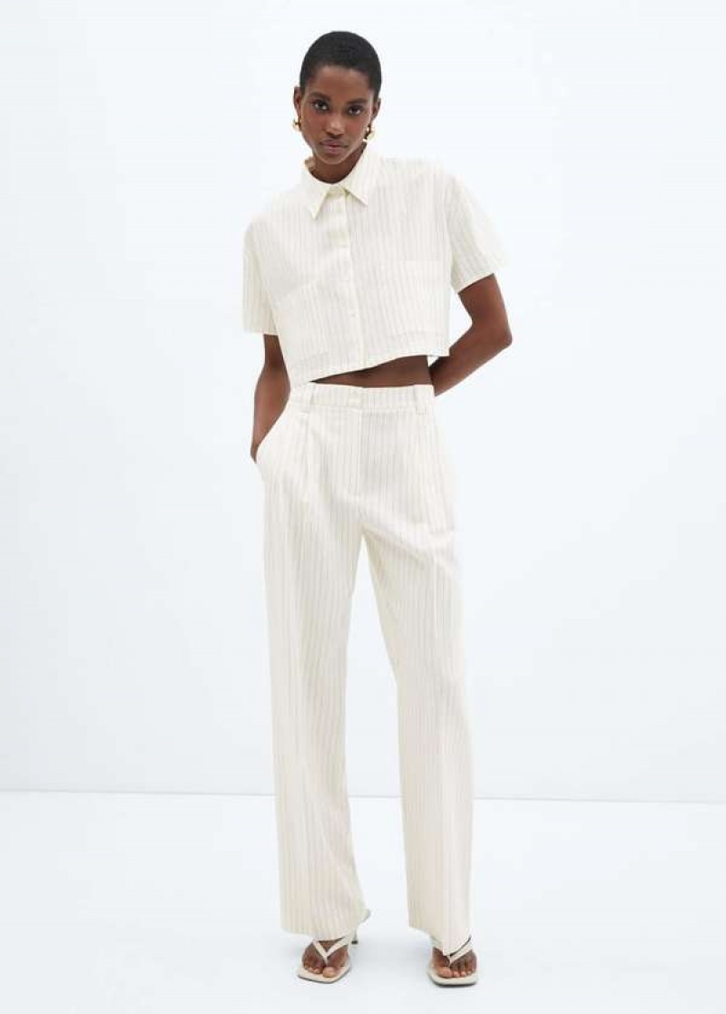 Mango Plisovaný Linen Pants | MNG-24545