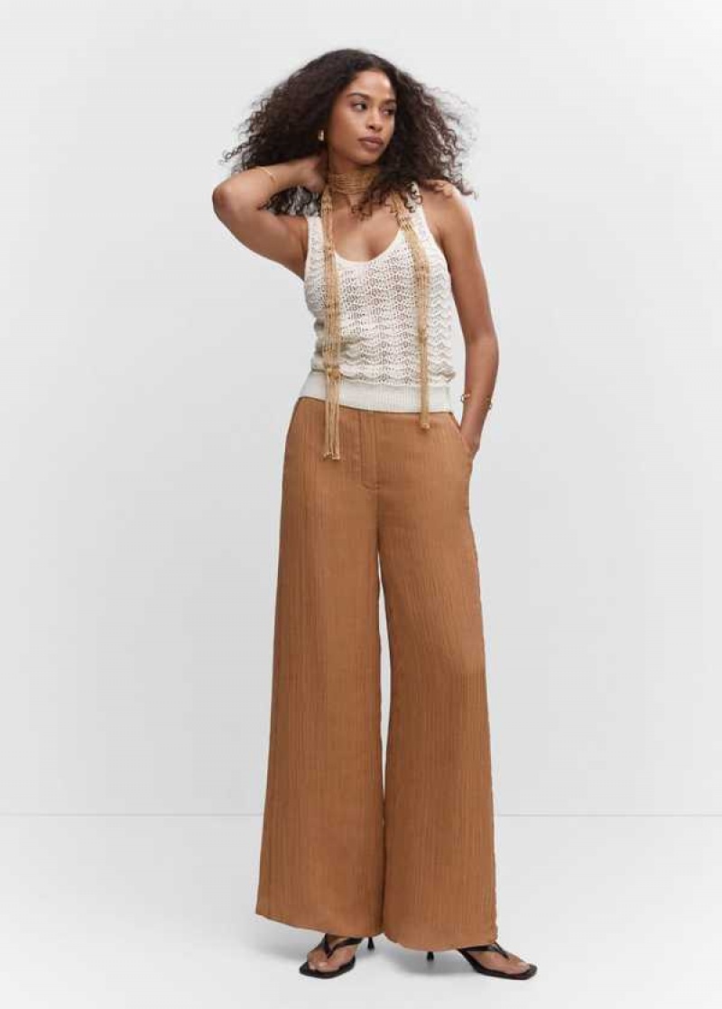 Mango Plisovaný Wideleg Pants | MNG-24442