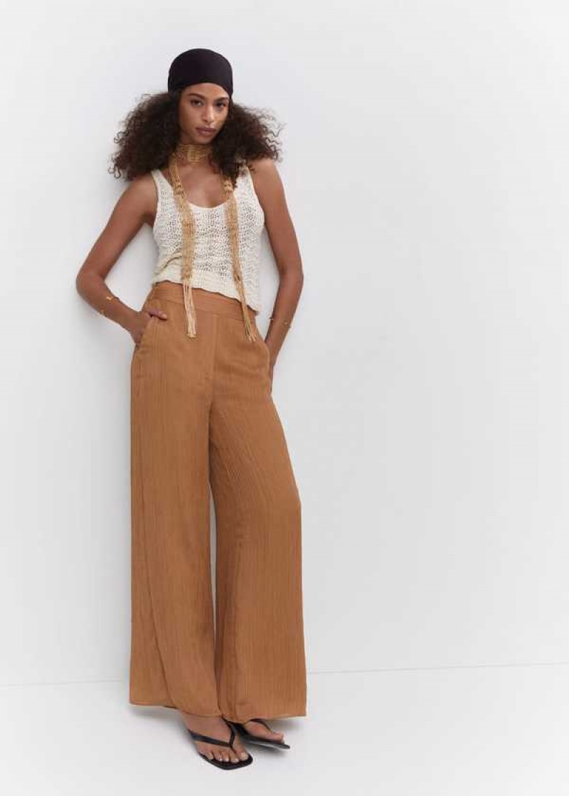 Mango Plisovaný Wideleg Pants | MNG-24442