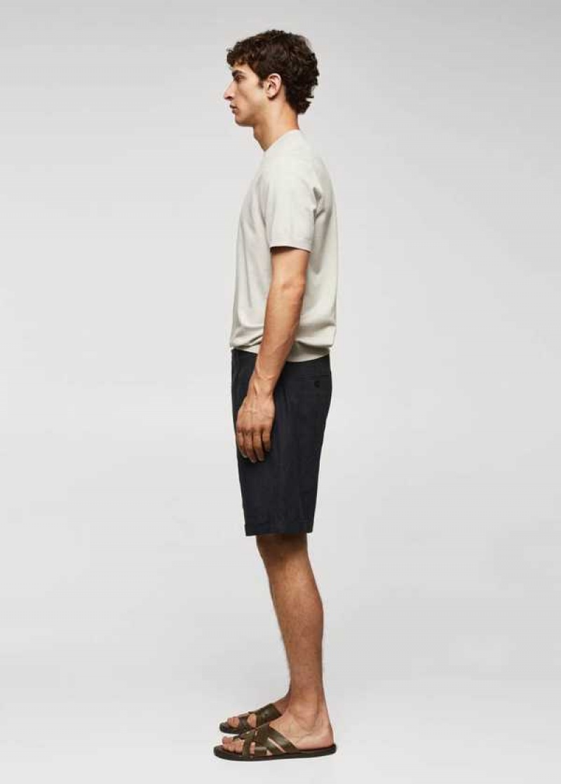 Mango Prince Of Wales Printed Bavlněné-linen Bermuda Shorts | MNG-22463