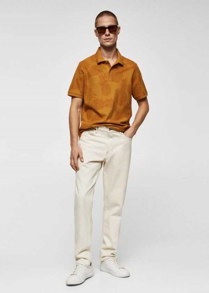 Mango Printed Bavlněné Piqué Polo Shirt | MNG-21749