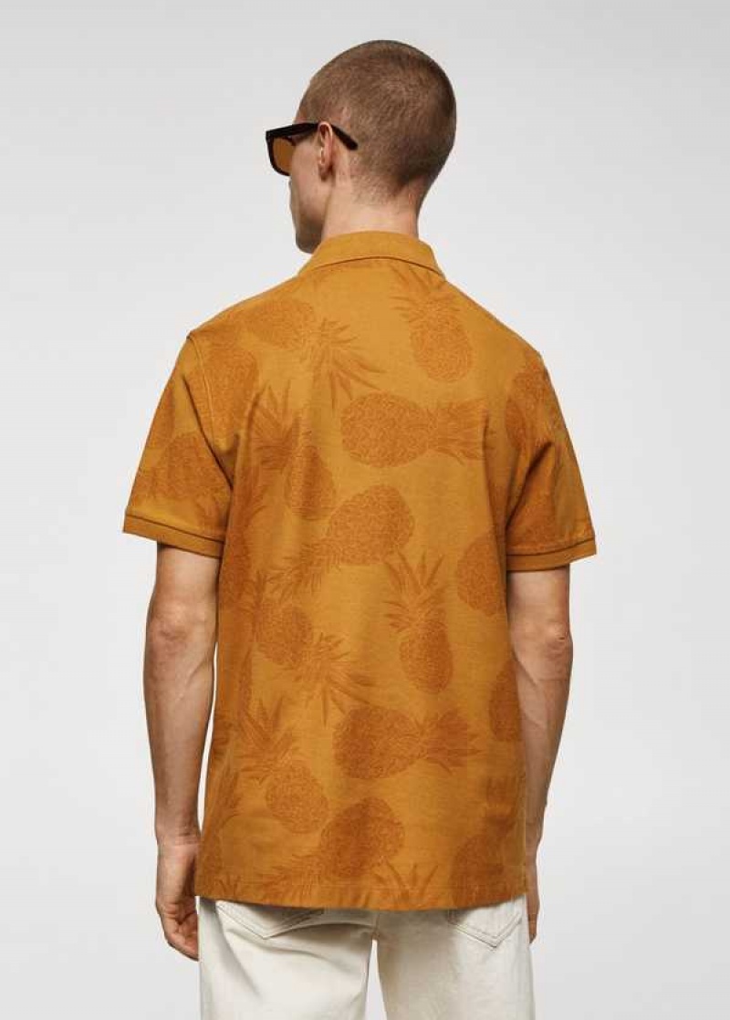 Mango Printed Bavlněné Piqué Polo Shirt | MNG-21749