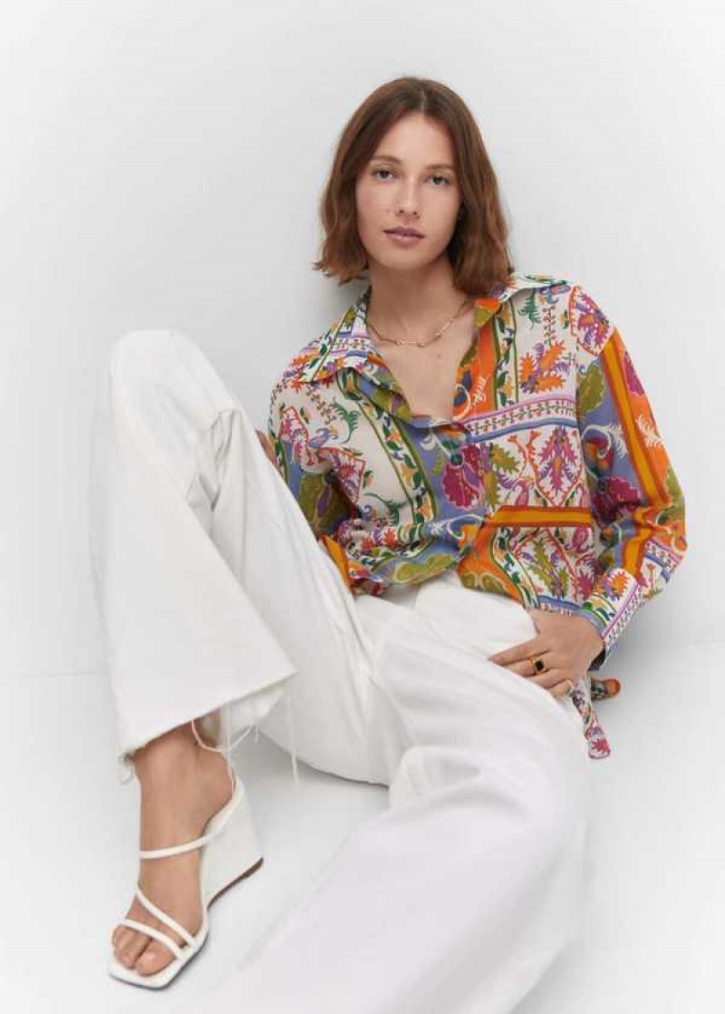 Mango Printed Bavlněné Shirt | MNG-25266