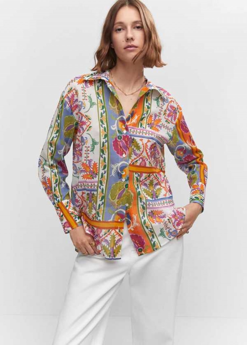 Mango Printed Bavlněné Shirt | MNG-25266