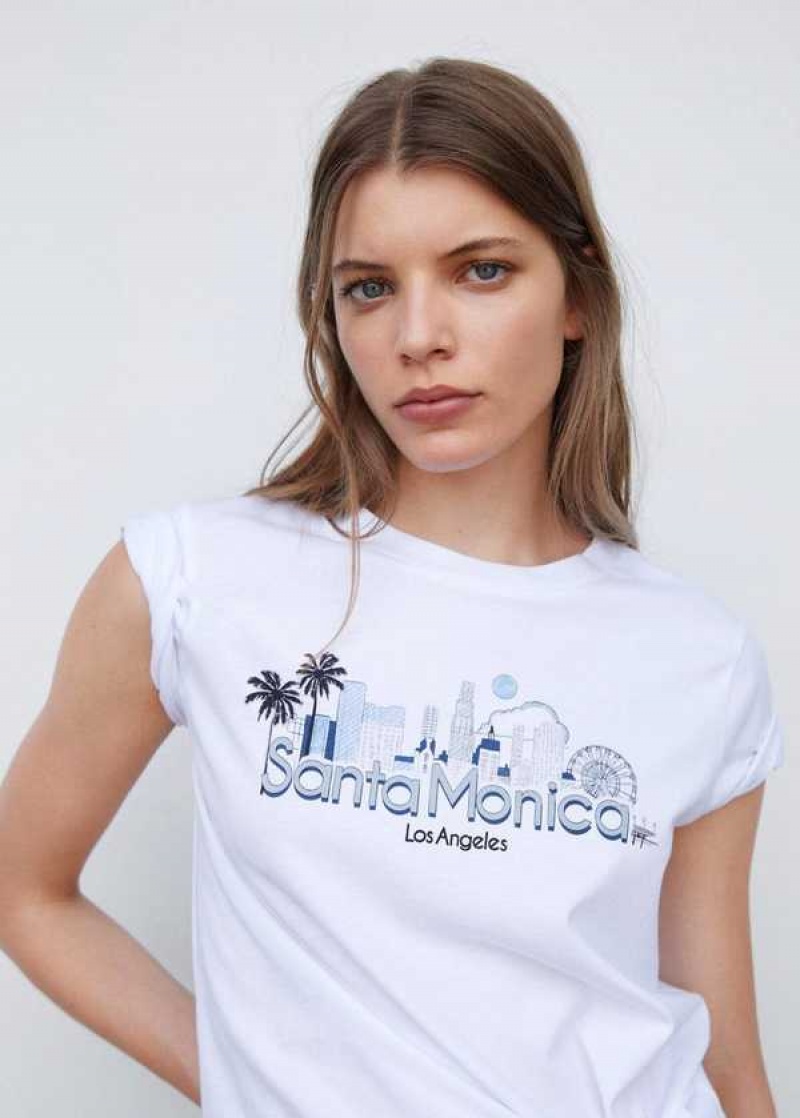 Mango Printed Bavlněné-blend T-shirt | MNG-24957