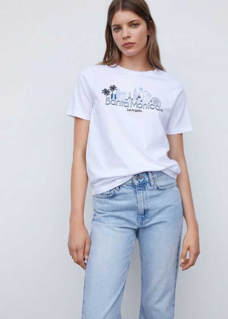 Mango Printed Bavlněné-blend T-shirt | MNG-24957