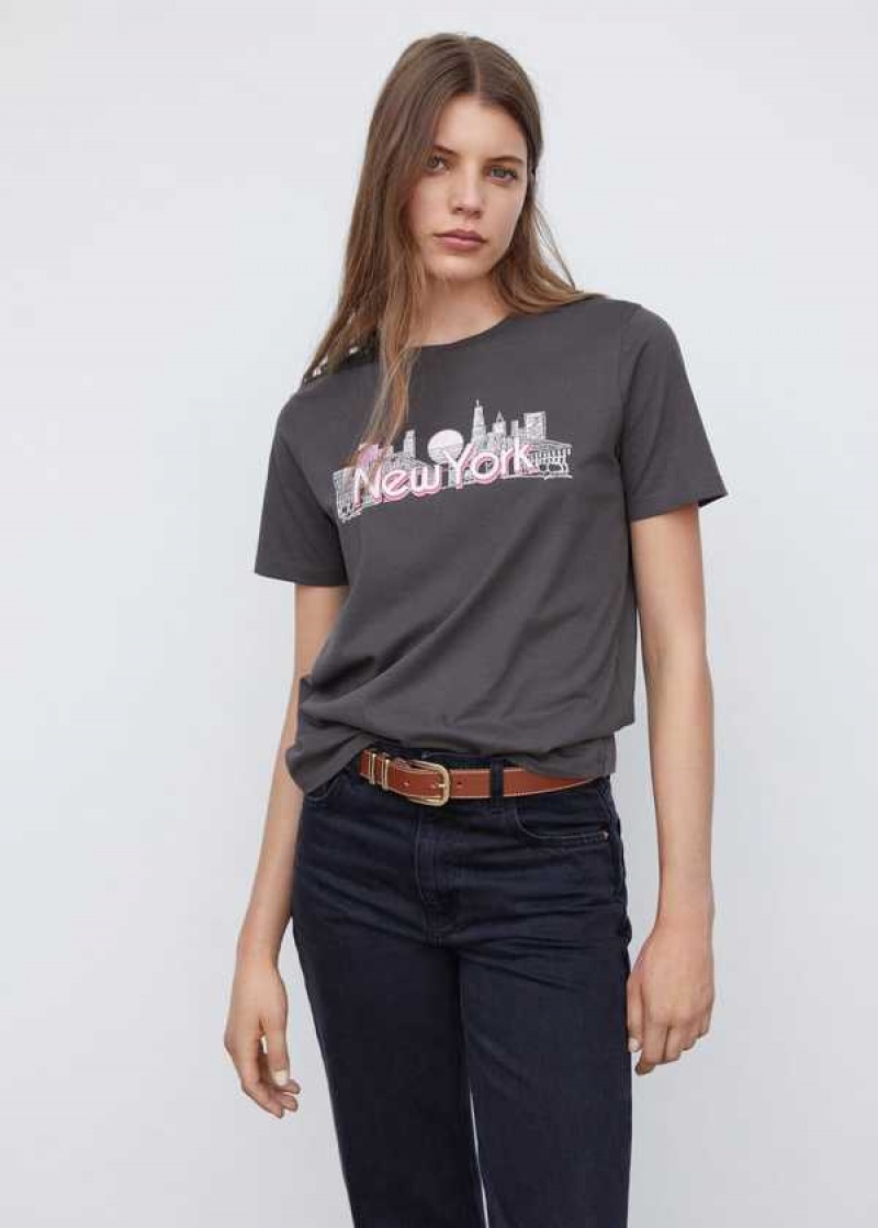 Mango Printed Bavlněné-blend T-shirt | MNG-25037