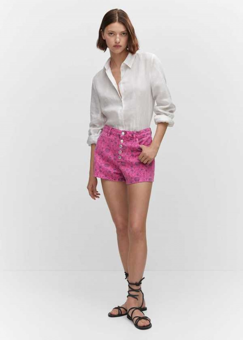 Mango Printed Denim Shorts | MNG-23901