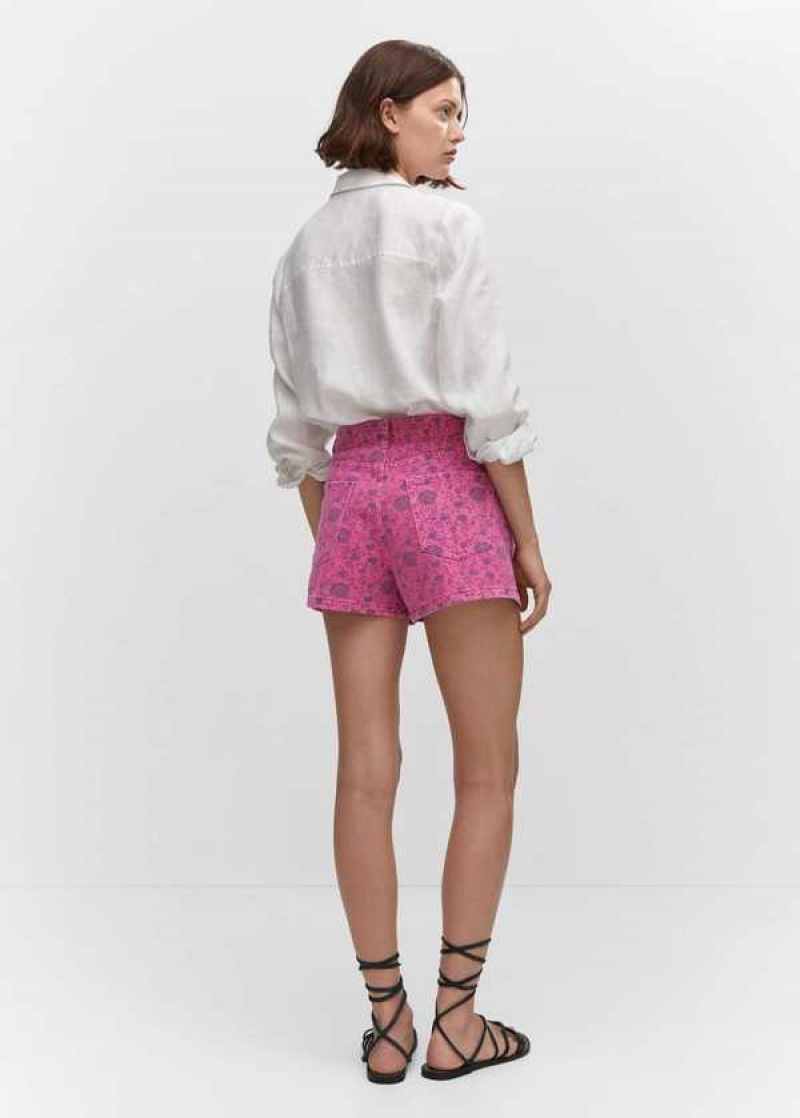 Mango Printed Denim Shorts | MNG-23901