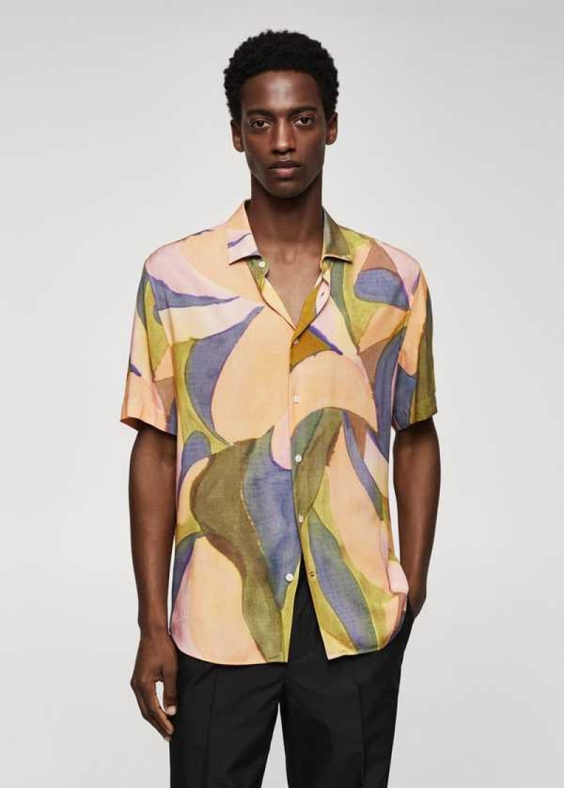 Mango Printed Krátké-sleeved Shirt | MNG-22082