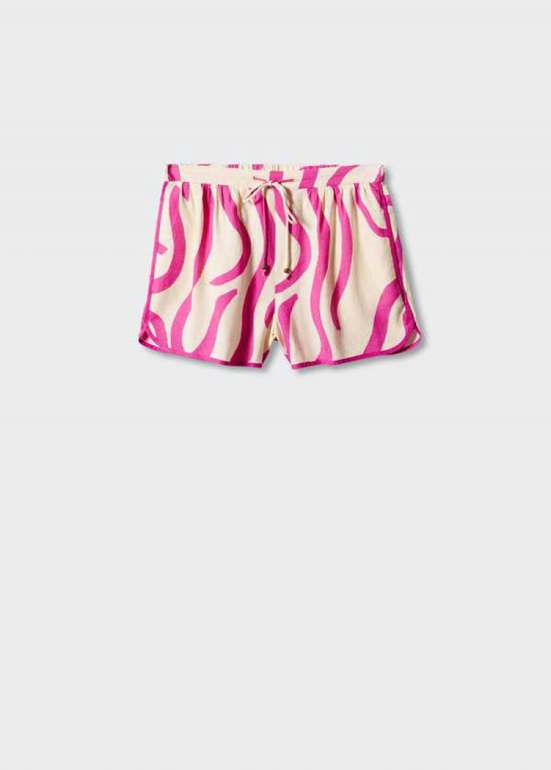 Mango Printed Linen Shorts | MNG-24591