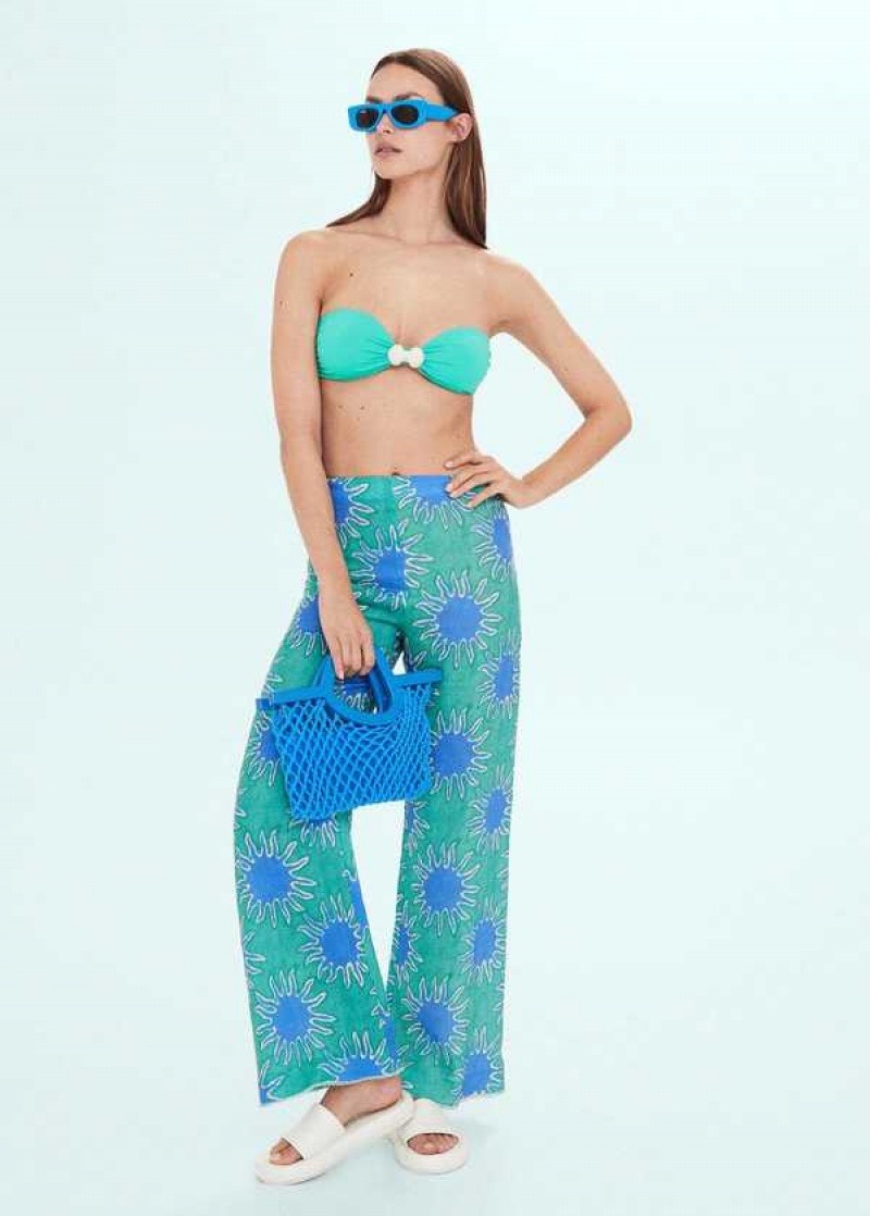 Mango Printed Linen Wideleg Pants | MNG-24415