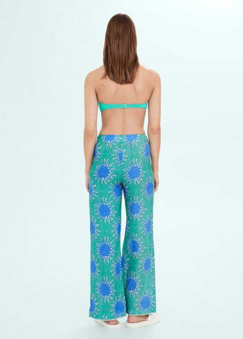 Mango Printed Linen Wideleg Pants | MNG-24415