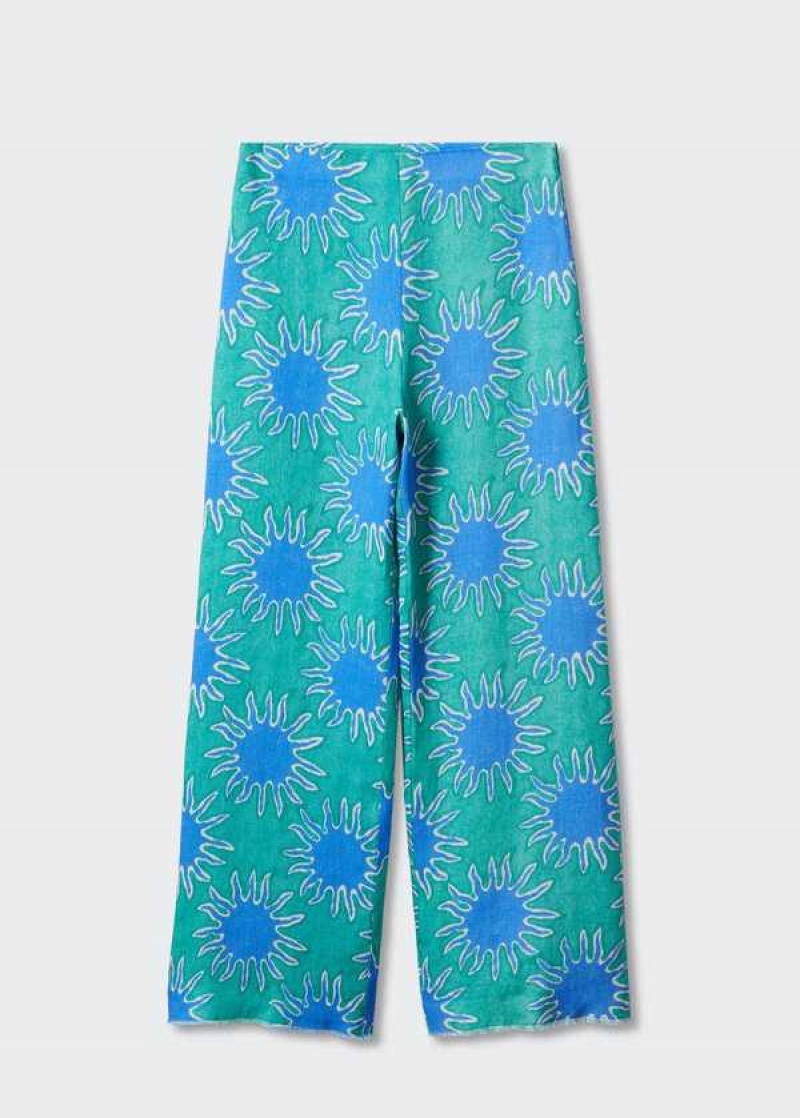 Mango Printed Linen Wideleg Pants | MNG-24415